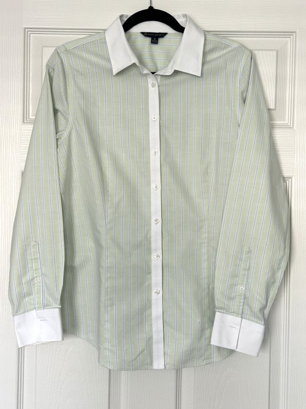 Brooks Brothers Shirt Womens 12 Supima Cotton Green Stripe Button Up